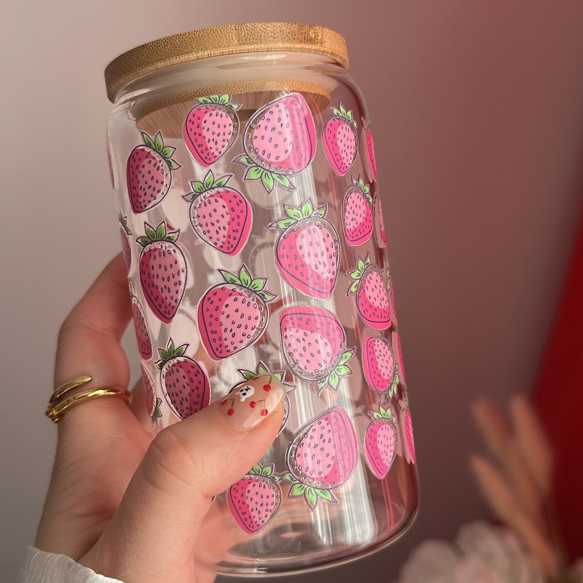 Strawberry Glass Can