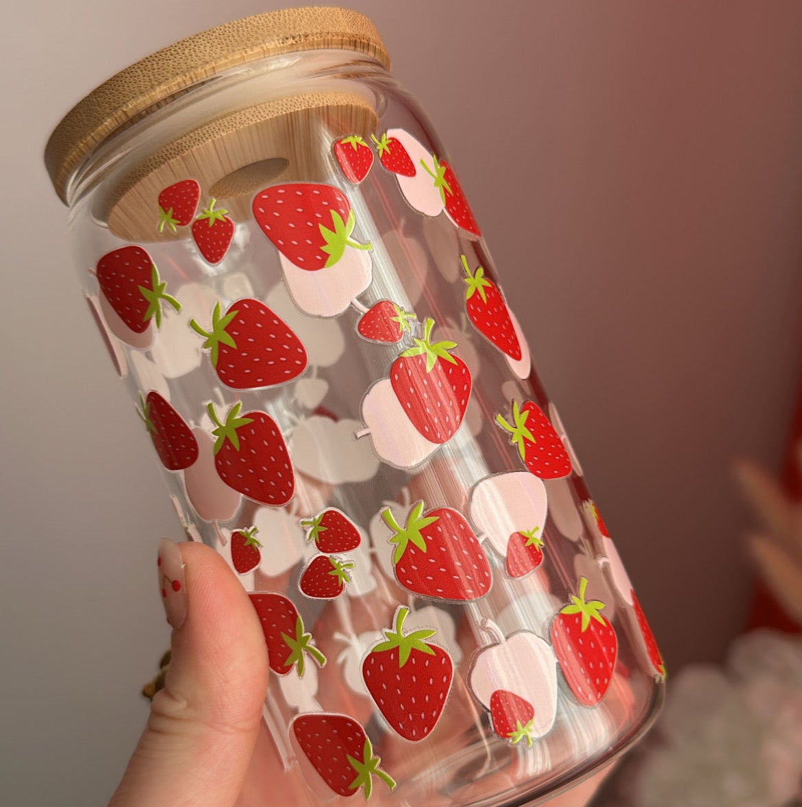 Strawberry Glass Can