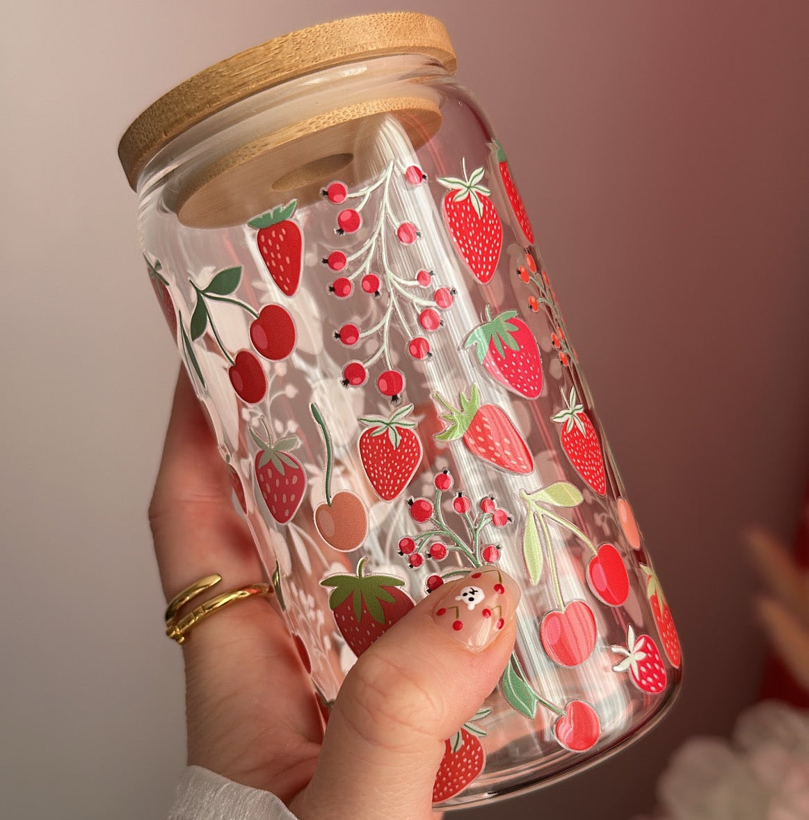 Strawberry Glass Can