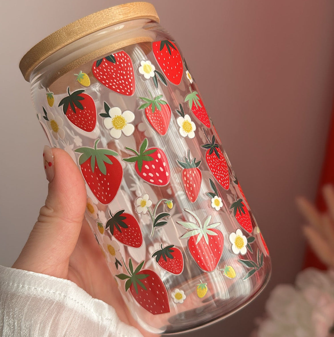 Strawberry Glass Can